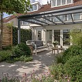 Verasol Greenline veranda voorbereid voor glas, 7000Bx3300D mm, 3 staanders, kleur: Wit RAL9010/Antraciet structuurlak ~