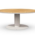 Morena Low Dining Table Teak Creme White 120 - Ø68 cm. ~