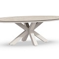 Oblong Dining Table Trespa Travertin 220x130x75 cm Creme White ~