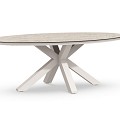 Oblong Dining Table Trespa Travertin 200 x 110 cm Creme White ~