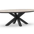 Oblong Dining Table Trespa Travertin 220x130x75 cm Charcoal ~