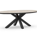 Oblong Dining Table Trespa Travertin 200x110x75 cm Charcoal ~