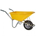Kruiwagen Bouw 100L Geel m/kunststof bak ~