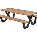 Picknicktafel hardhout, metalen frame, 230x160 cm ~