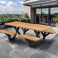 Picknicktafel hardhout, metalen frame, open instap ~