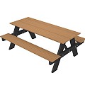 NTW picknicktafel met zwart onderstel bladmaat 180x70 cm. Teak ~