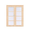 Vuren Volglas dubbele deur Prestige 168x209 cm. scharnieren RVS beslag onbehandeld. ~