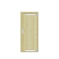 Vuren dichte enkele deur 90x201 cm. rechtsdraaiend verzinkte hengen RVS beslag groen geimpregneerd. ~