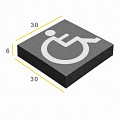 Symbooltegel 30x30x6 cm. Rolstoel (in wit) normaal facet antraciet ~