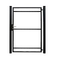 Staalverzinkt poortvleugelpakket Hybide rechtsdraaiend inclusief staanders 115x185x4 cm. zwart gepoedercoat RAL9005 ~