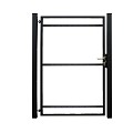Staalverzinkt poortvleugelpakket Hybide linksdraaiend inclusief staanders 115x185x4 cm. zwart gepoedercoat RAL9005 ~