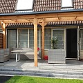 Pext Veranda Douglas - 3060x3000 vrijstaand - staanders 14x14 cm - zwart - polycarbonaat helder ~