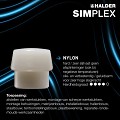 Halder Simplex hamer rubber composiet / nylon compleet 30 mm. ~