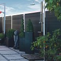 Wpc-Antraciet Fsc Tuinscherm Forte Recht 40X1800X1800 mm met aluminium kader (alu kleur)~