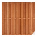 Kempas FSC tuinscherm recht 14L 13mm 39x1800x1800mm V-groef / RVS bc ~