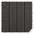 WPC-antraciet FSC tuintegel 4L 11mm click 24x300x300mm groef 4st/set RVS bc ~