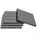 WPC-grijs FSC tuintegel 4L 11mm click 24x300x300mm groef 4st/set RVS bc ~