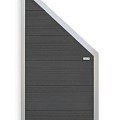 WPC-antraciet FSC tuinscherm "Forte" schuin met aluminium kader 39x900x1800mm bc ~