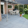 Donker grijs graniet G654 gevlamd 80x80x3 cm. uitlopend ~