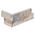 Stone Panel White Quarzite hoek (40+20)X15X1,5-2,5 cm. (uitlopend 2026) OP=OP ~