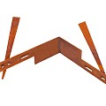 Mevosteel hoekstuk met 2 pennen in/outside 36,5x10,2 cm. ongecoat (Corten 2 mm) ~