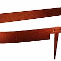 Mevosteel LxH 225x10,2 cm. Dikte 2 mm. ongecoat (Corten) incl. pennen ~