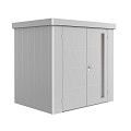 berging Neo 1B dubbele deur, wand en dak zilvergrijs metallic (236x180x222 cm) ~