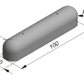 Biggenrug 100x20x20 grijs met 2 afgeronde koppen en 2 verankeringsgaten ~
