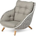 King Lounge Sofa Swiss Fabrics all weather kussen en 2 kleurig vlechtwerk Wit / Taupe (107x106x94 cm) ~