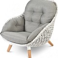 Prince Lounge Sofa Swiss Fabrics all weather kussen en 2 kleurig vlechtwerk Wit / Taupe (75x77x69 cm) ~