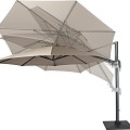 Duraflex zweefparasol dubbele knikfunctie. exclusief (kruis)voet. Swiss Fabrics doek Taupe (350 cmØ) ~