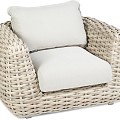 Wakkanda Lounge Chair robuuste 20 mm PE draad. Swiss Fabrics all weather kussens Kubo (117x100x85 cm) ~