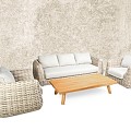 Wakkanda 3-Seater Lounge bank robuuste 20 mm PE draad. Swiss Fabrics all weather kussens Kubo (234x100x69 cm) ~