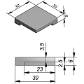 Zwembadrand Hoekstuk 90° Air Grey Soft  30x30x5/6 cm. ~
