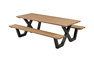 Picknicktafel hardhout, metalen frame, 230x160 cm ~
