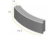 Bochtband grijs 78,5x25x15 cm. R=8 vb ~