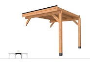 Buitenverblijf plat dak Premium Modulair, douglas, tussenstuk L/C, 293x307 cm, kleurloos geïmpregneerd ~