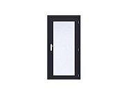Vuren Volglas enkele deur Prestige 108x209 cm. rechtsdraaiend scharnieren RVS beslag zwart gecoat. ~