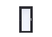 Vuren Volglas enkele deur Prestige 108x209 cm. linksdraaiend scharnieren RVS beslag zwart gecoat. ~