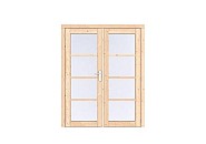 Vuren Volglas dubbele deur Prestige 168x209 cm. scharnieren RVS beslag onbehandeld. ~