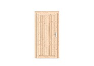 Vuren dichte enkele deur Prestige 108x209 cm. linksdraaiend scharnieren RVS beslag kleurloos geimpregneerd. ~