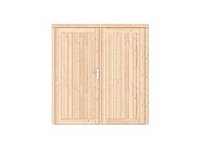 Vuren dichte dubbele deur Prestige 201x209 cm. scharnieren RVS beslag onbehandeld. ~