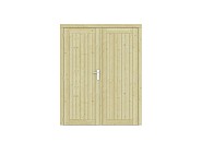 Vuren dichte dubbele deur Prestige 168x209 cm. scharnieren RVS beslag groen geimpregneerd. ~
