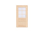 Vuren 1-ruits enkele deur Prestige 108x209 cm. linksdraaiend scharnieren RVS beslag onbehandeld. ~