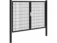Hillfence metalen dubbele poort Premium-line inclusief slot, 300x180 cm, zwart ~