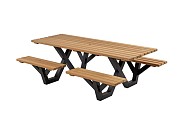 Picknicktafel hardhout, metalen frame, open instap ~