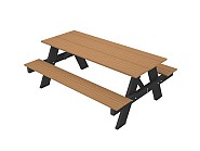 NTW picknicktafel met zwart onderstel bladmaat 180x70 cm. Teak ~