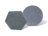 Staptegel flagstone zeskant zwart glad 45x4 cm. ~