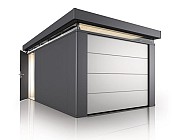 Sektionaal roldeur met elektrische aandrijving zilver ~