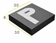 Parkeertegel 30x30x6 zw/w P 25 cm. (stoeptegel/betontegel) ~